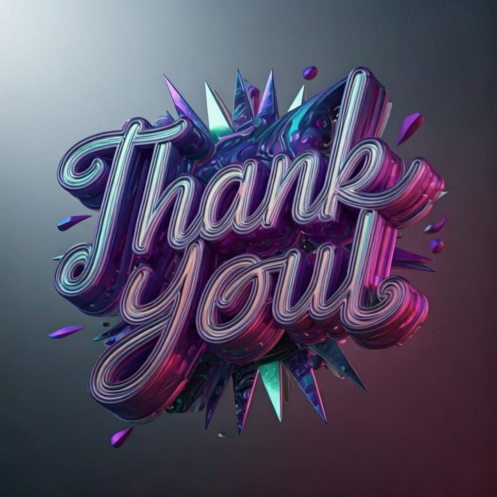 Neon Graffiti Thank You in Retro-Futuristic Style