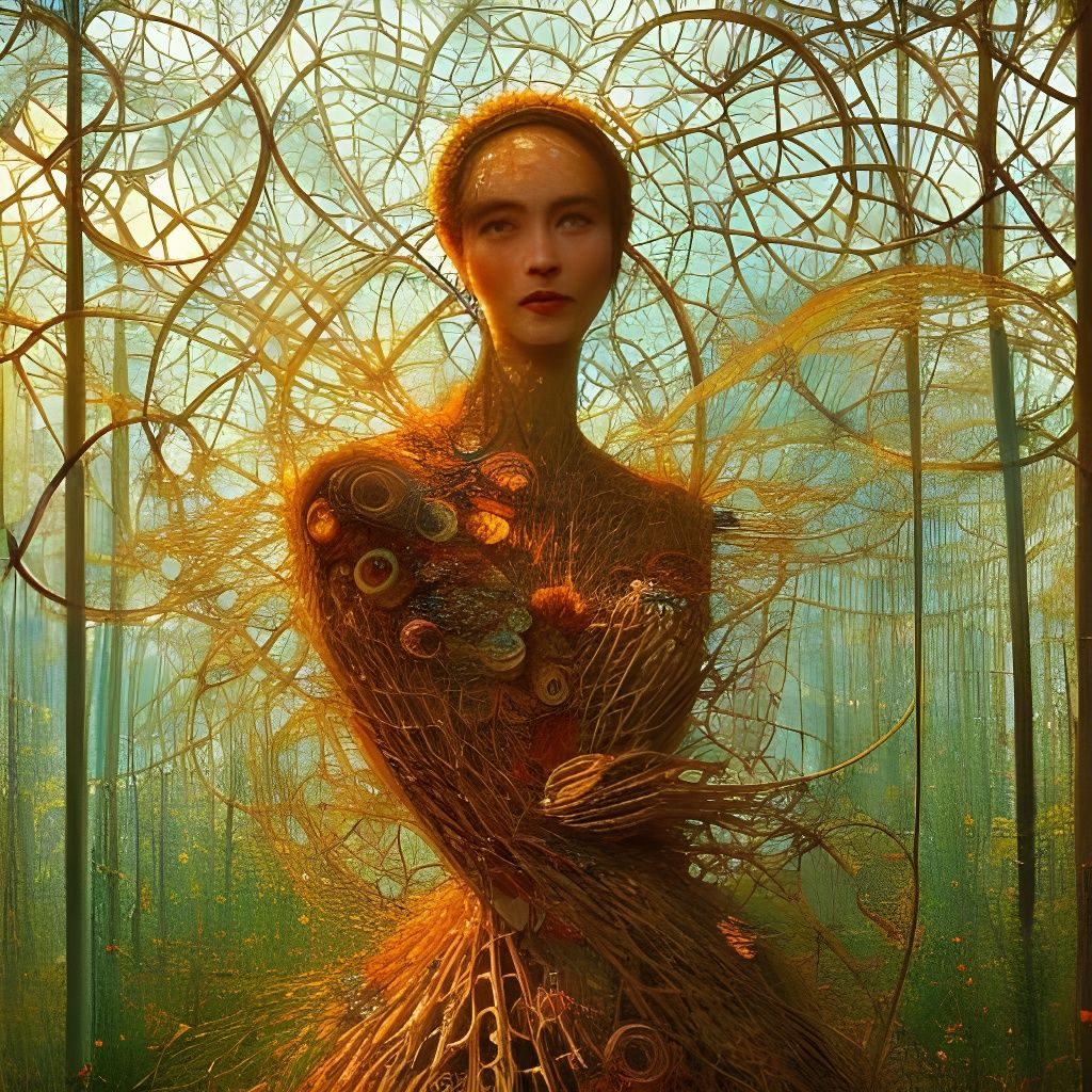 Surreal Mycelium Network in Warped Forest Perspective