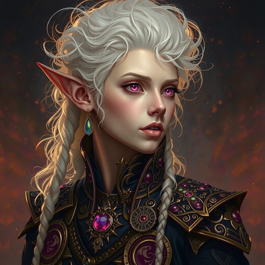 Albino Elf with Pink Eyes in Hyperrealistic Style