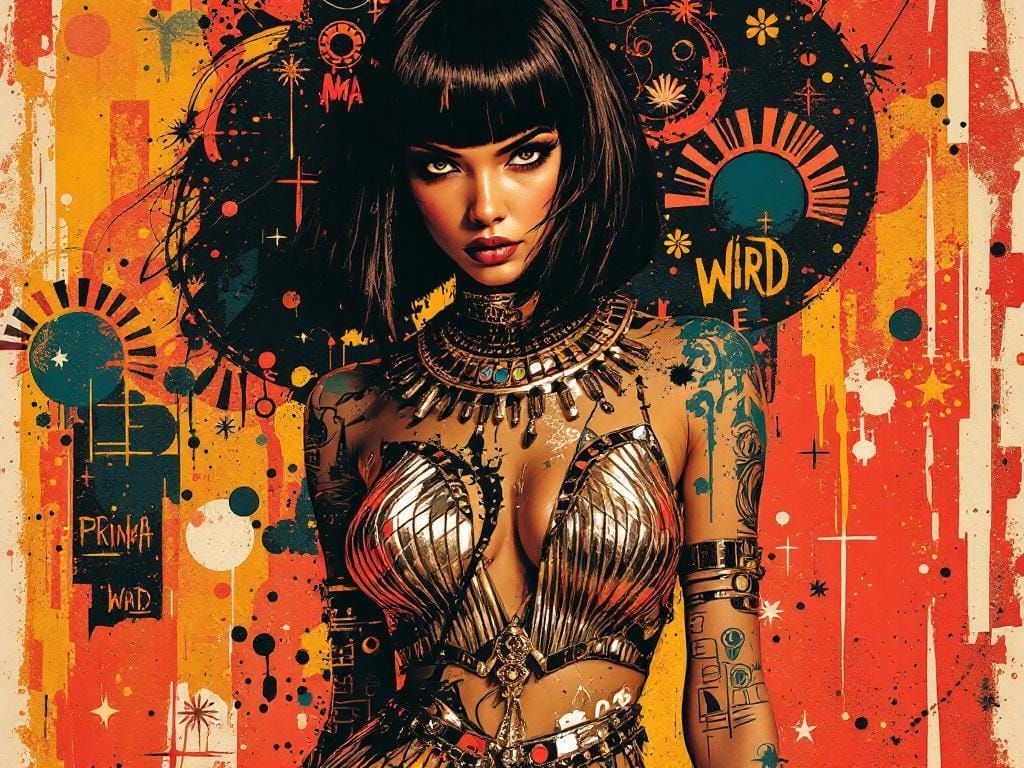 Egyptian Woman in Graphic Style, a Figure Study