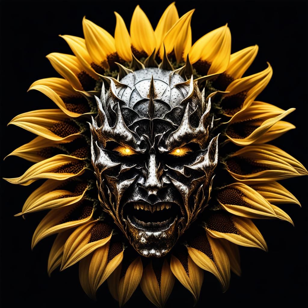 Metallic Demon Sunflower in High Contrast