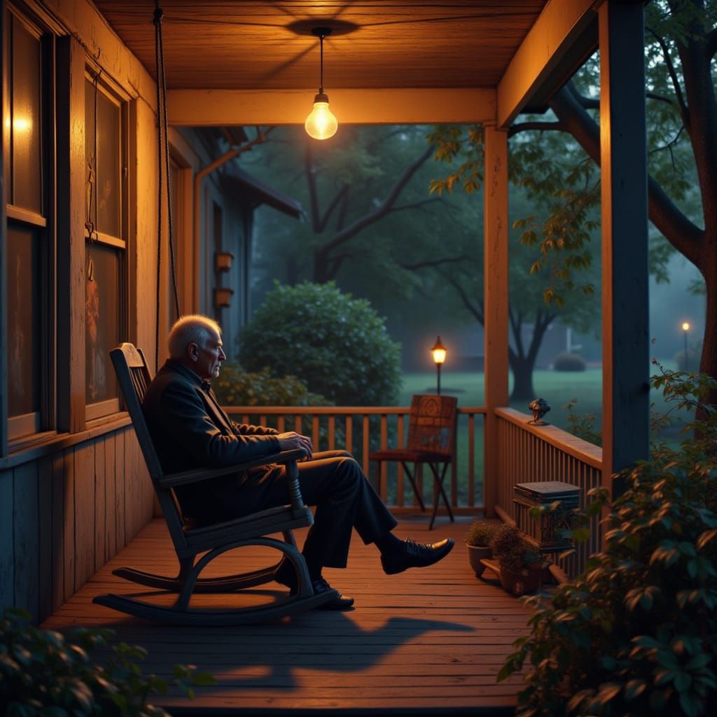Peaceful Twilight on a Porch Swing