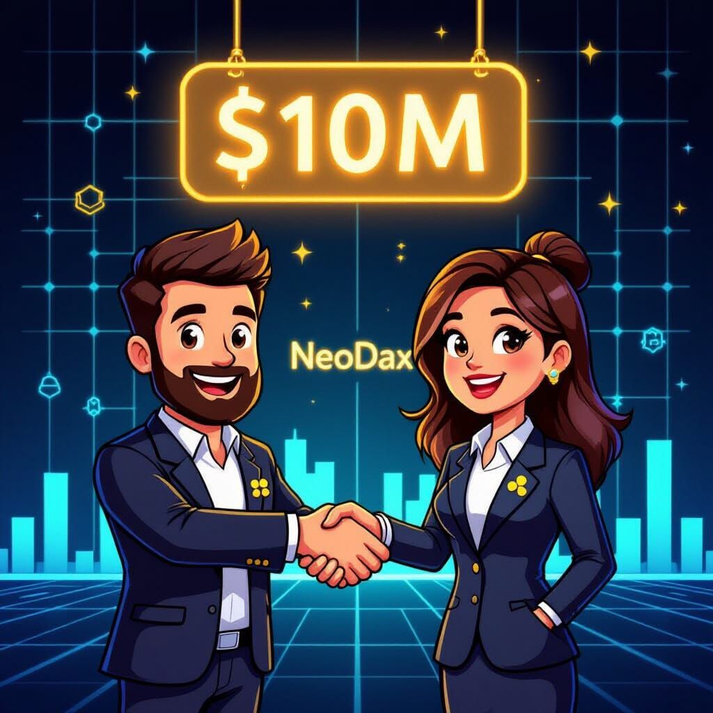 Cartoon Handshake: Trader, Investor, and $10M Sign