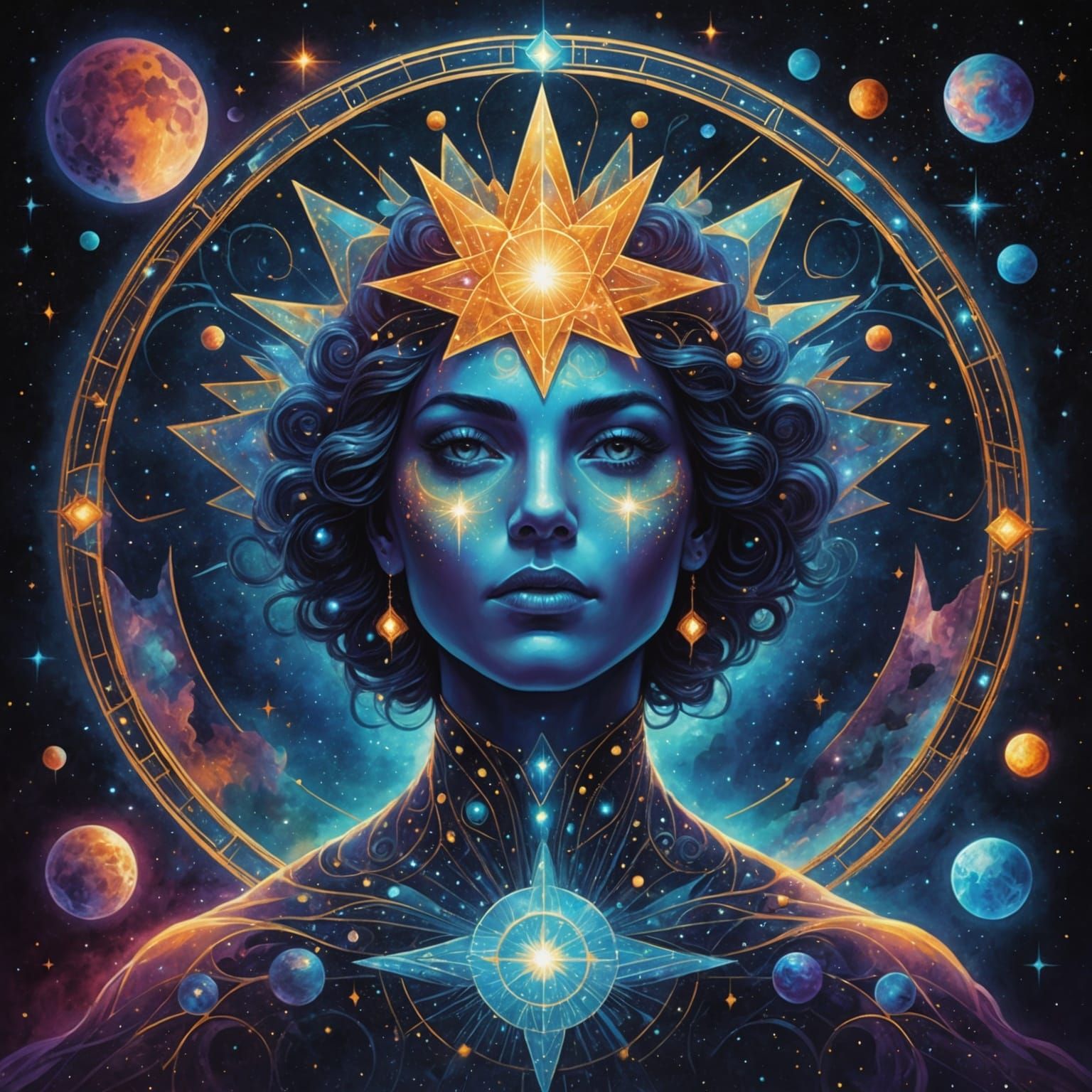 Holographic Astral Cosmic Power Illustration