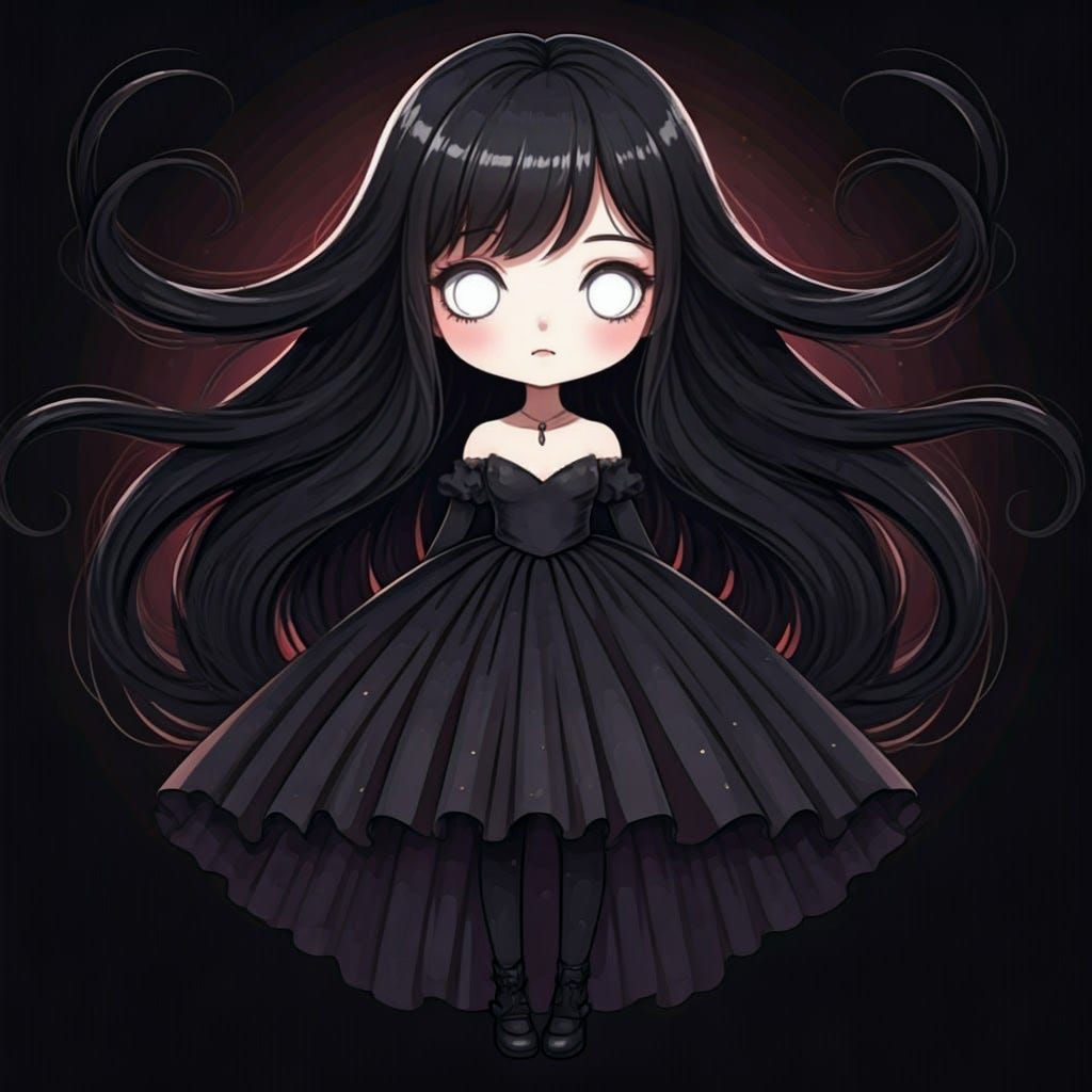 Mysterious Anime Girl in Dark Kawaii Style