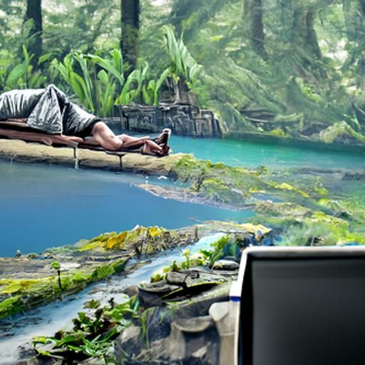 Relaxed Man in Detailed Matte Painting