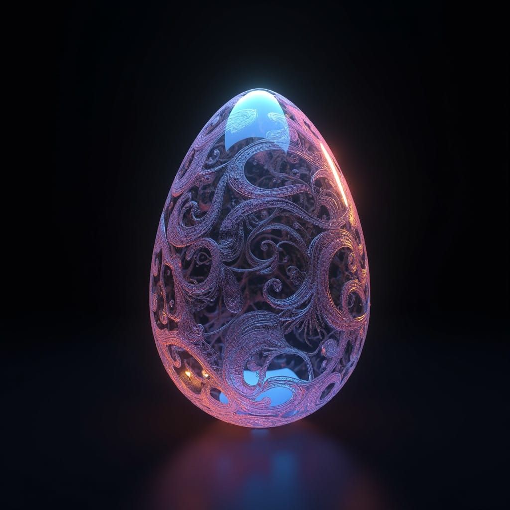 Iridescent Egg in Dreamlike Realms Style