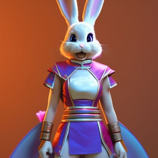 Lola Bunny as Furry Samurai in Anime Style