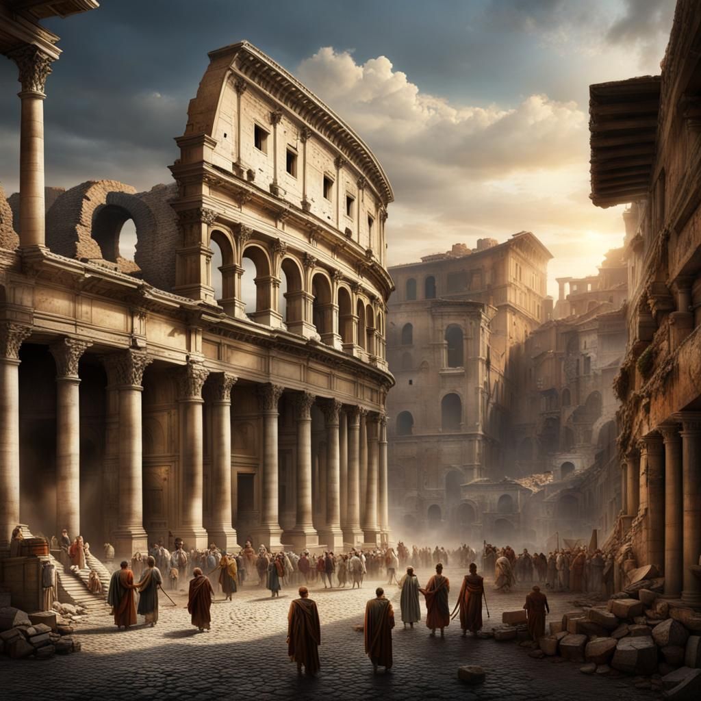 Bustling Ancient Rome Forum in 1st Century AD