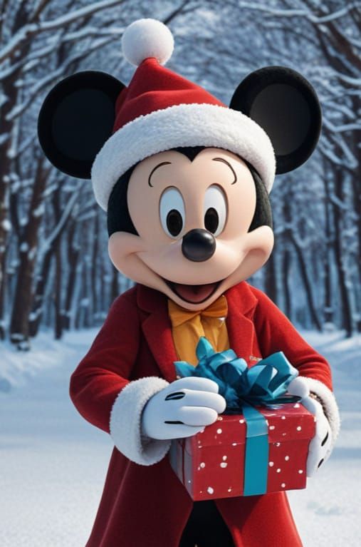 Mickey Mouse in Joyful Christmas Spirit