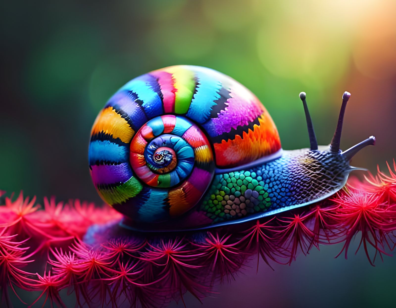 Psychedelic Snail with Geometric Patterns in HD