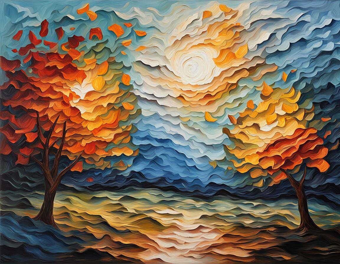 Vibrant Impasto Painting with Light and Shadow