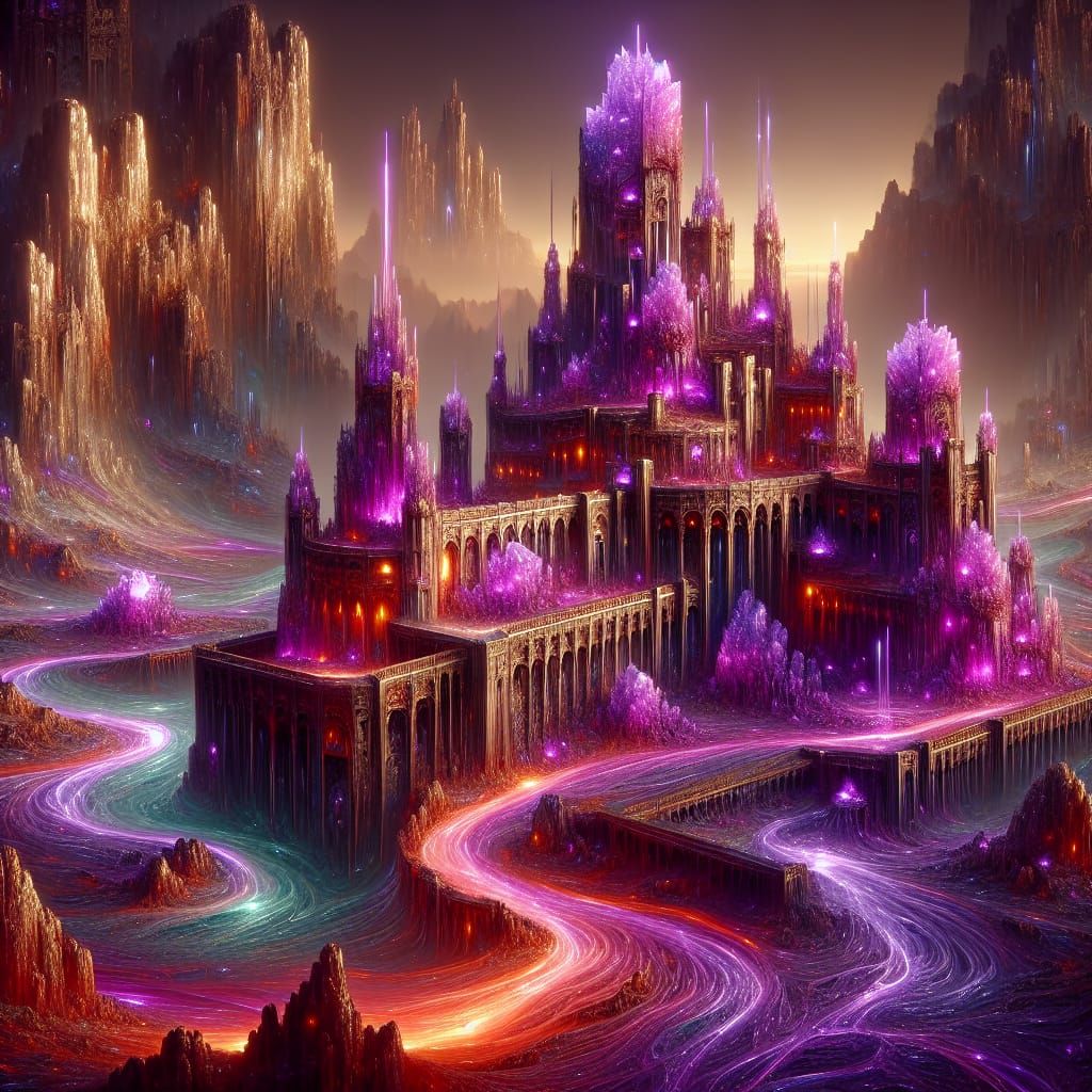 Amethyst Castle with Crystalline Formations