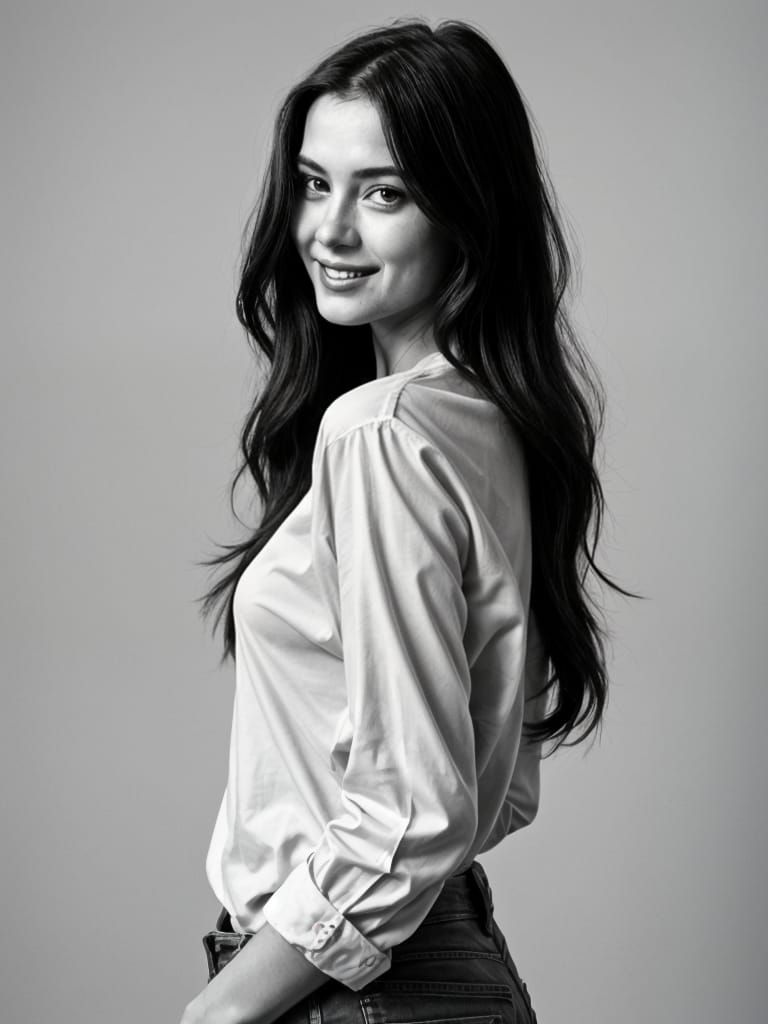 Sultry Black and White Portrait of a Young Woman