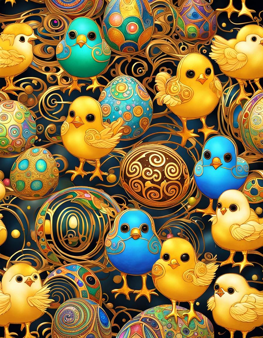 Vibrant Gold Art Nouveau Masterpiece