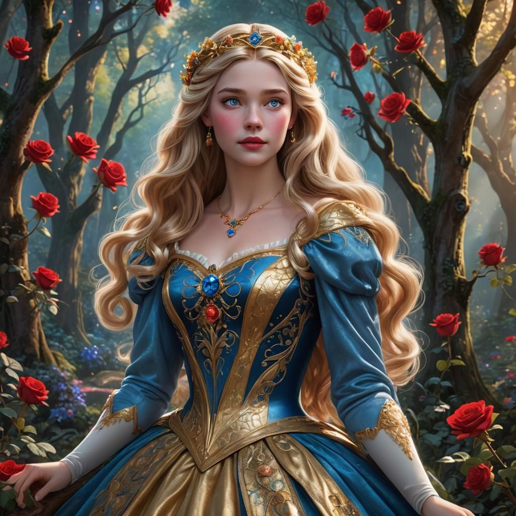 Princess Aurora in Ageless Sleep, Hyperrealistic Image