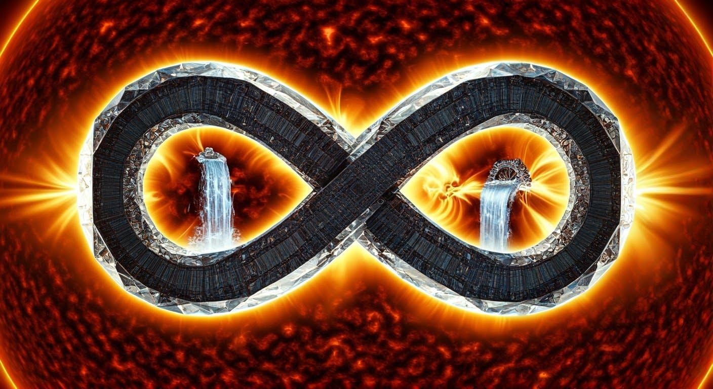 Intricate Crystalline Infinity Symbol in Radiant Solar Coron...