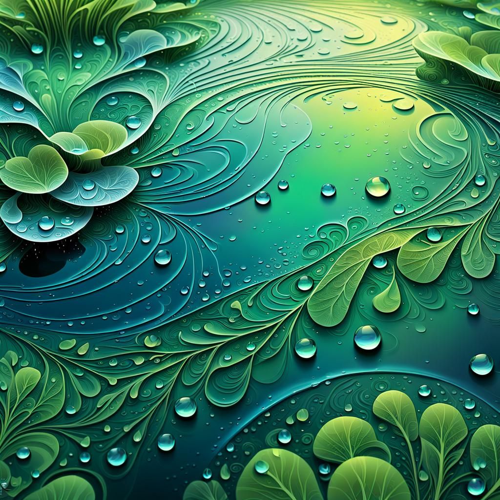 Fractal Raindrops on Pond: Abstract Geometric Patterns