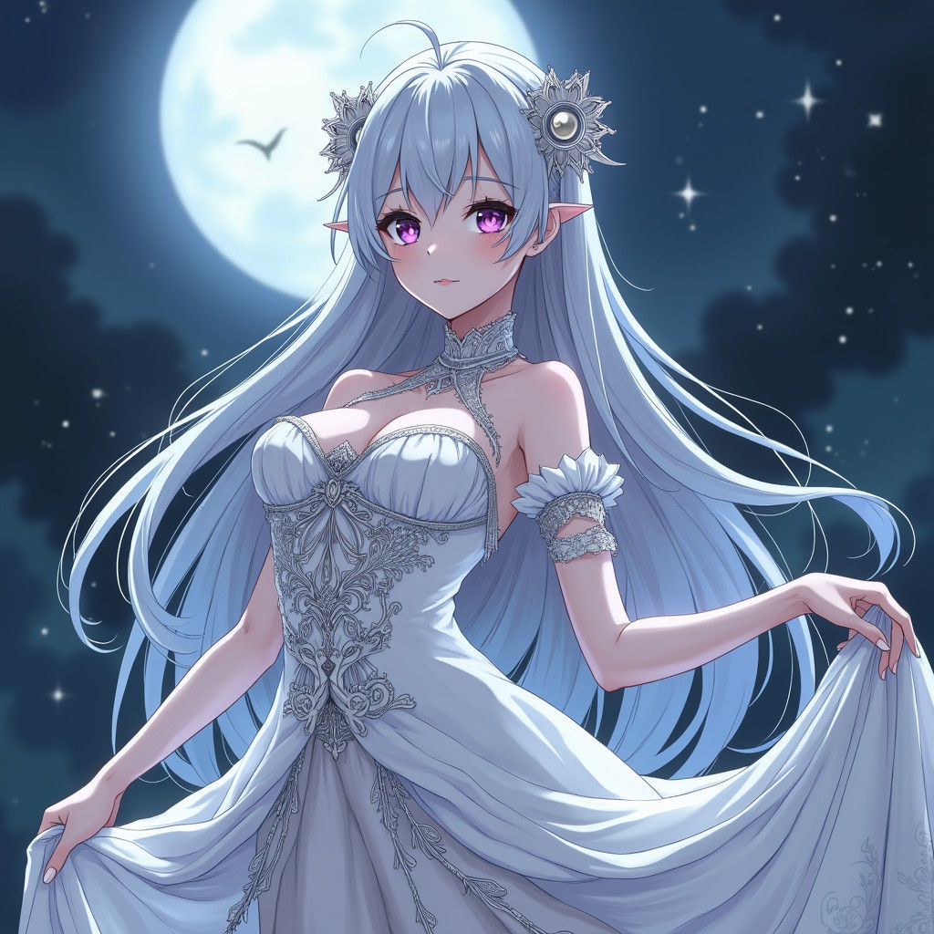 Anime Moon Goddess Selene in Gothic Dress