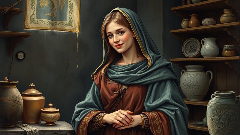 Medieval Healer Prepares Pan Ash Poultice in Ancient Medical...