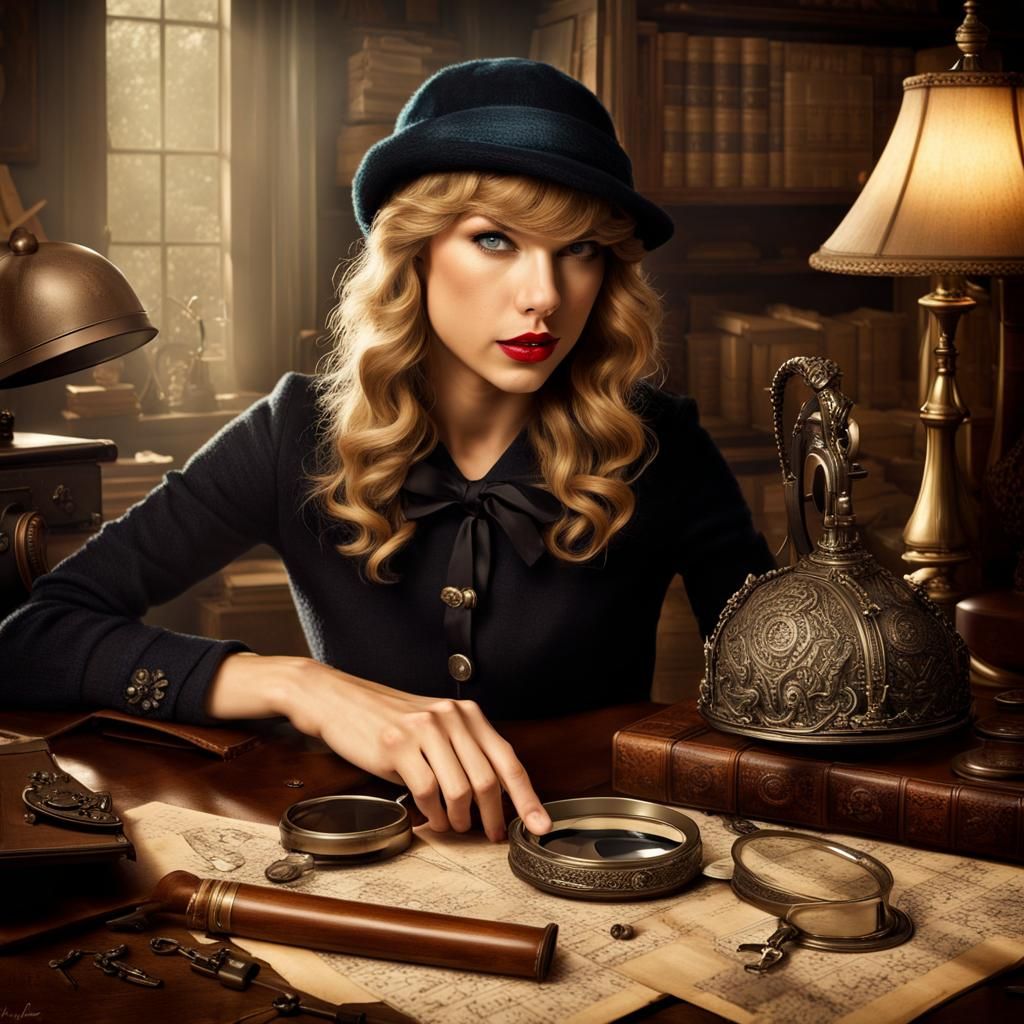 Hyperrealistic Nancy Drew as Sherlock Holmes