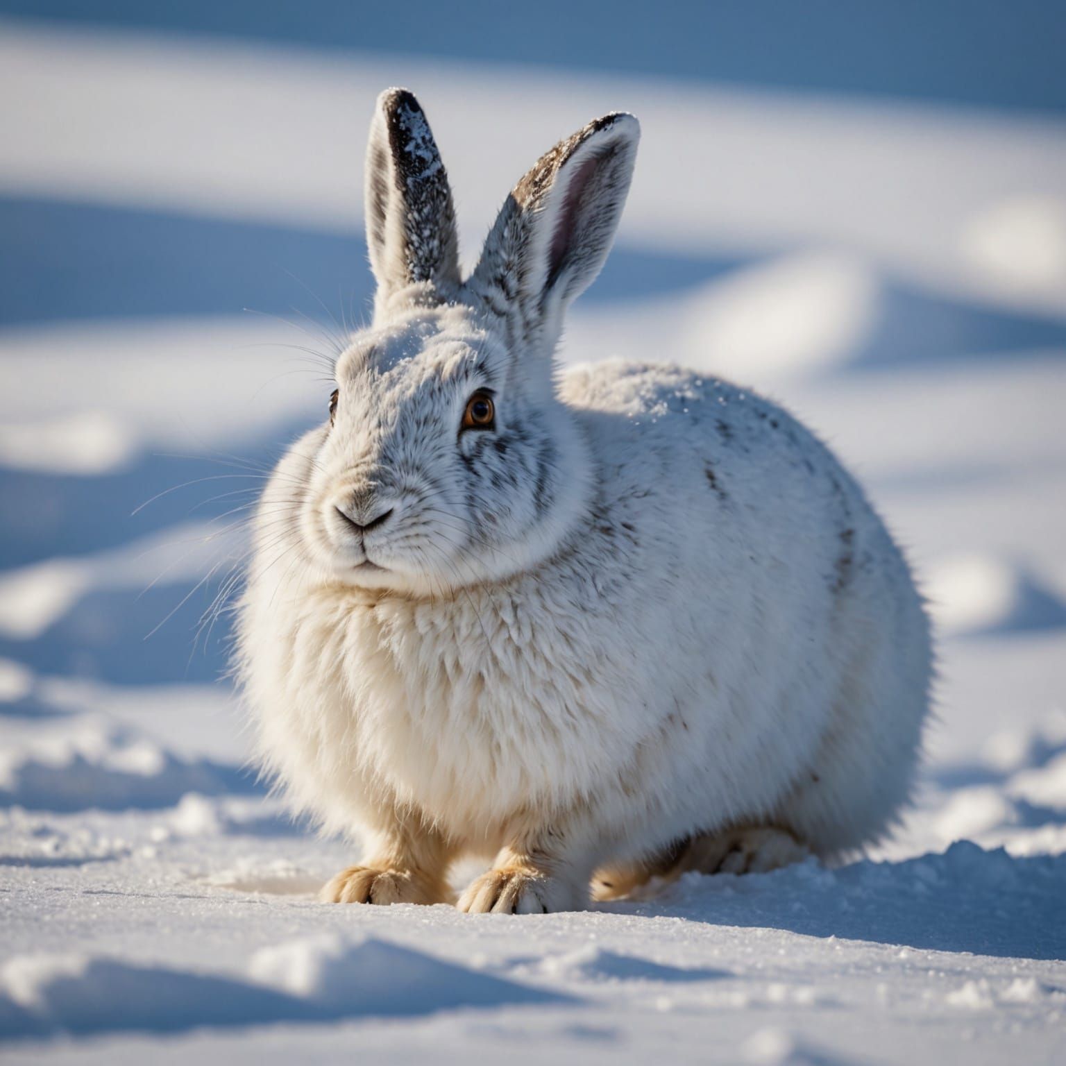Arctic Hare Navigating Deep Snow: Professional Photography