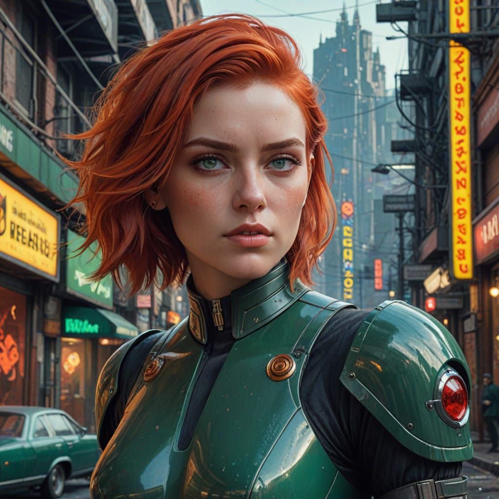 Vibrant Retro-Futuristic Sci-Fi Girl