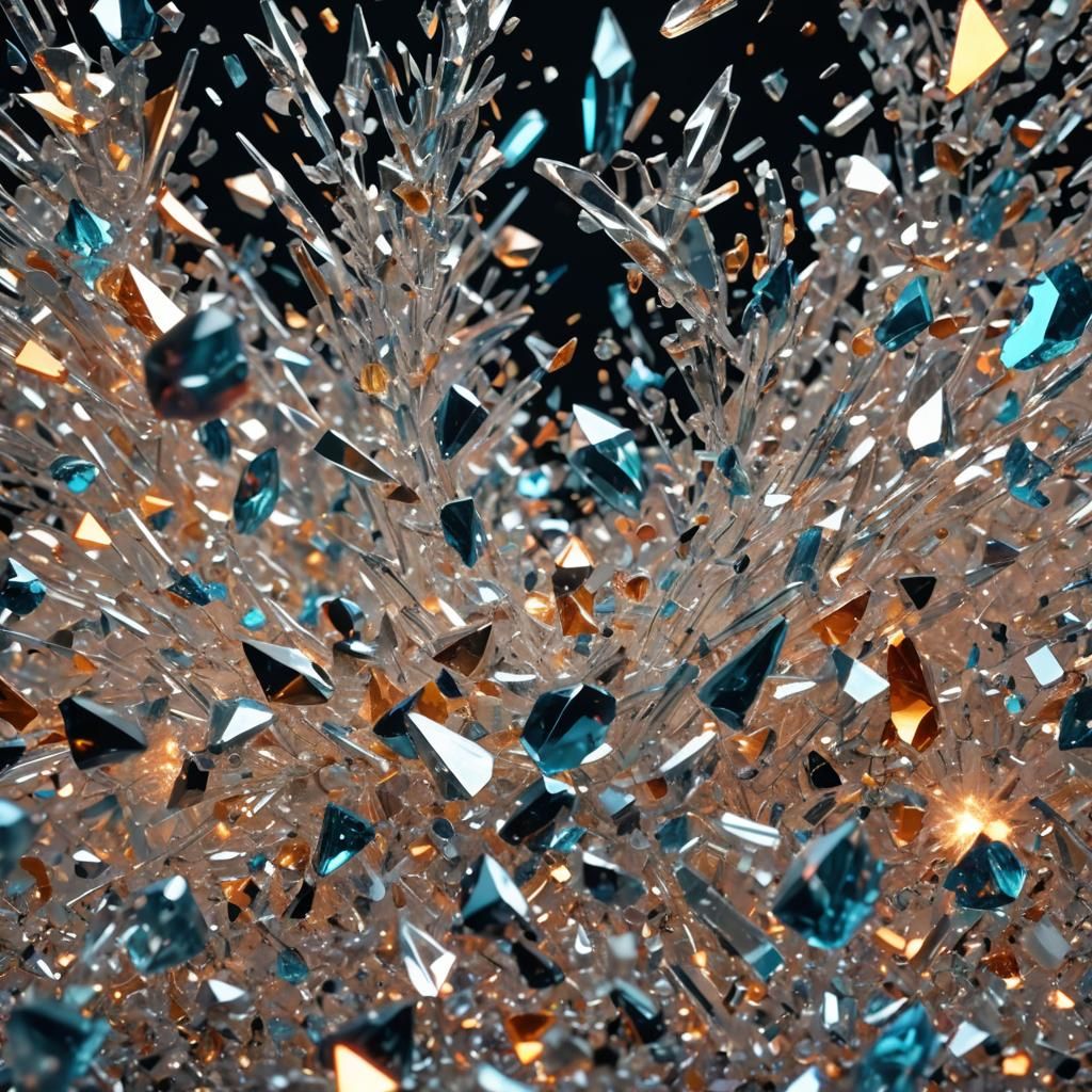 Crystal Explosion in Air: Hyper-Realistic Digital Art
