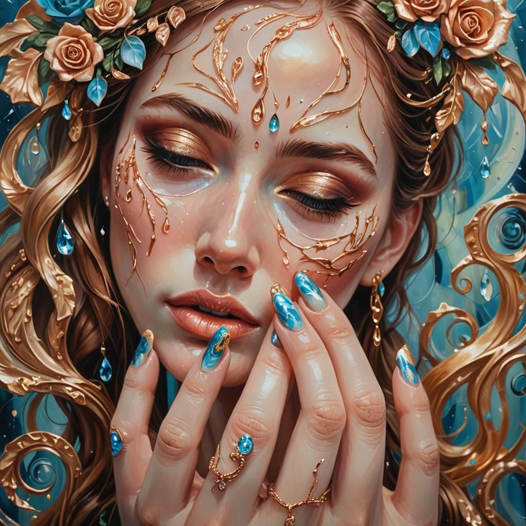 Rose Gold Tears: Fantasy Nail Art Concept