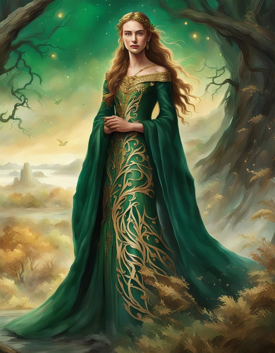 Fantasy Romance Book Cover: Woman in Wood Gown