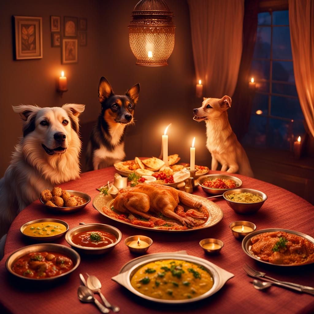 Romantic Candlelit Dinner Interrupted by Mischief