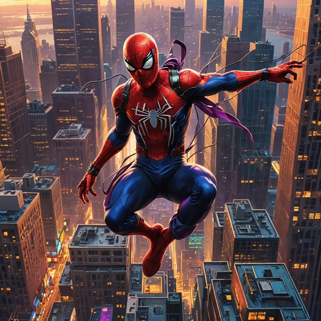 Spider-Man Skyscraper Jump with Headphones, Fantasy Concept ...