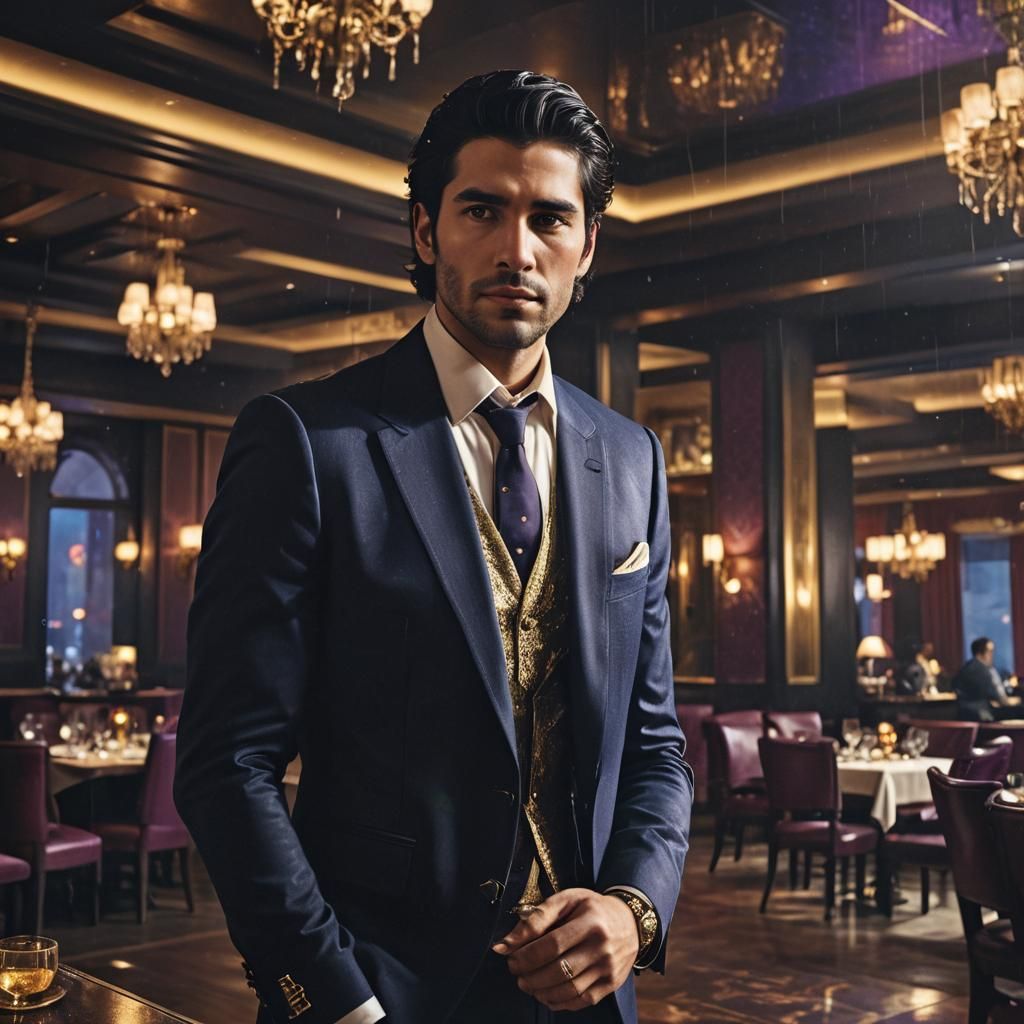 Mysterious Gentleman in a Luxurious Restaurant