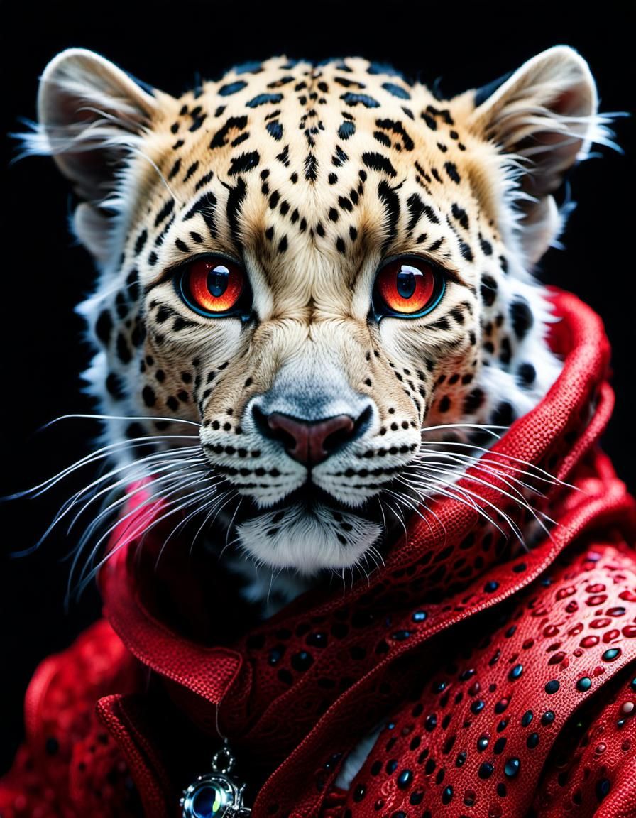 Amur Leopard Demon in Space Dream, Monge Style