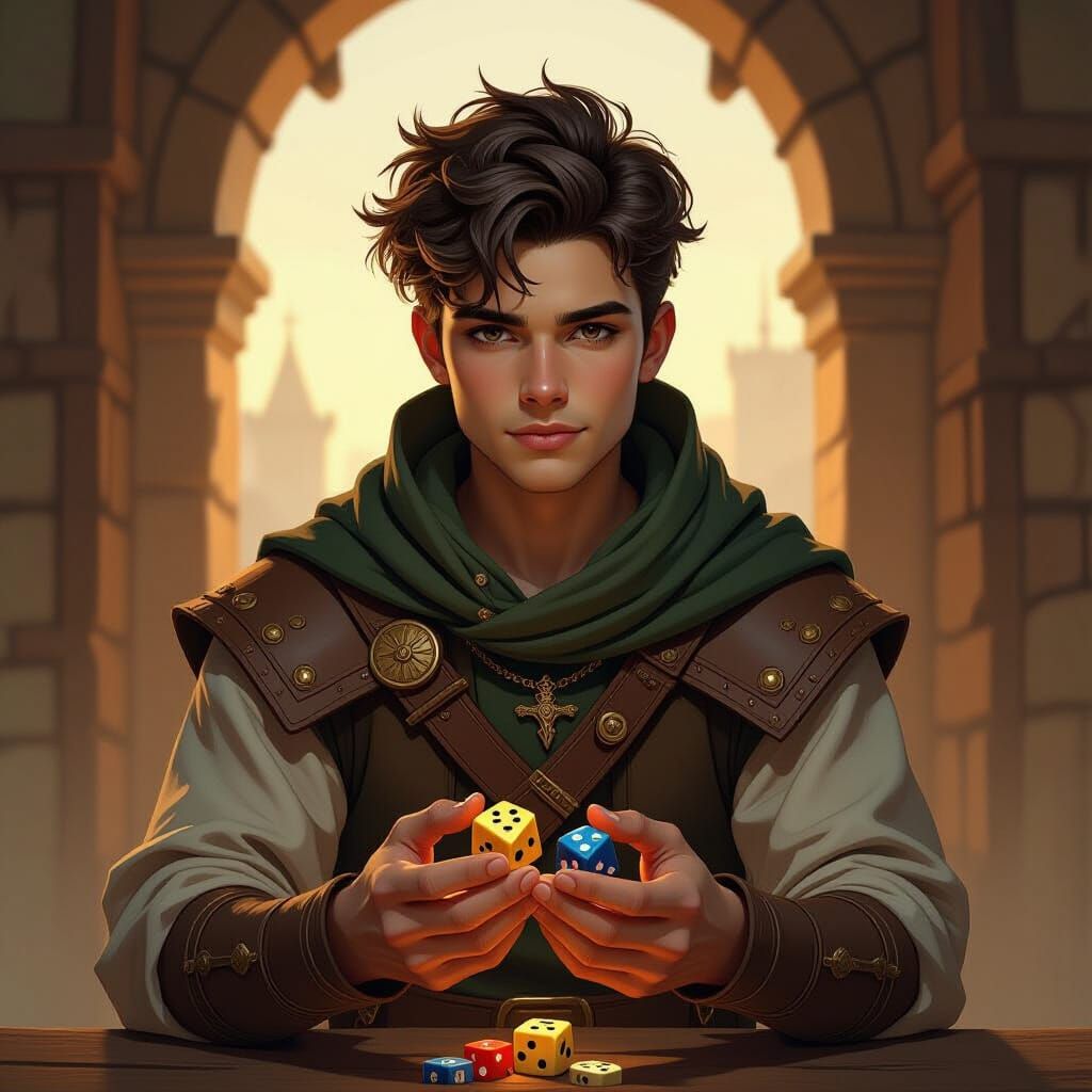 Young Dungeon Master in Fantasy Art Style