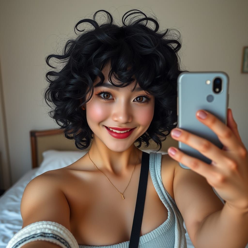 Korean Woman Selfie in Art Nouveau Style