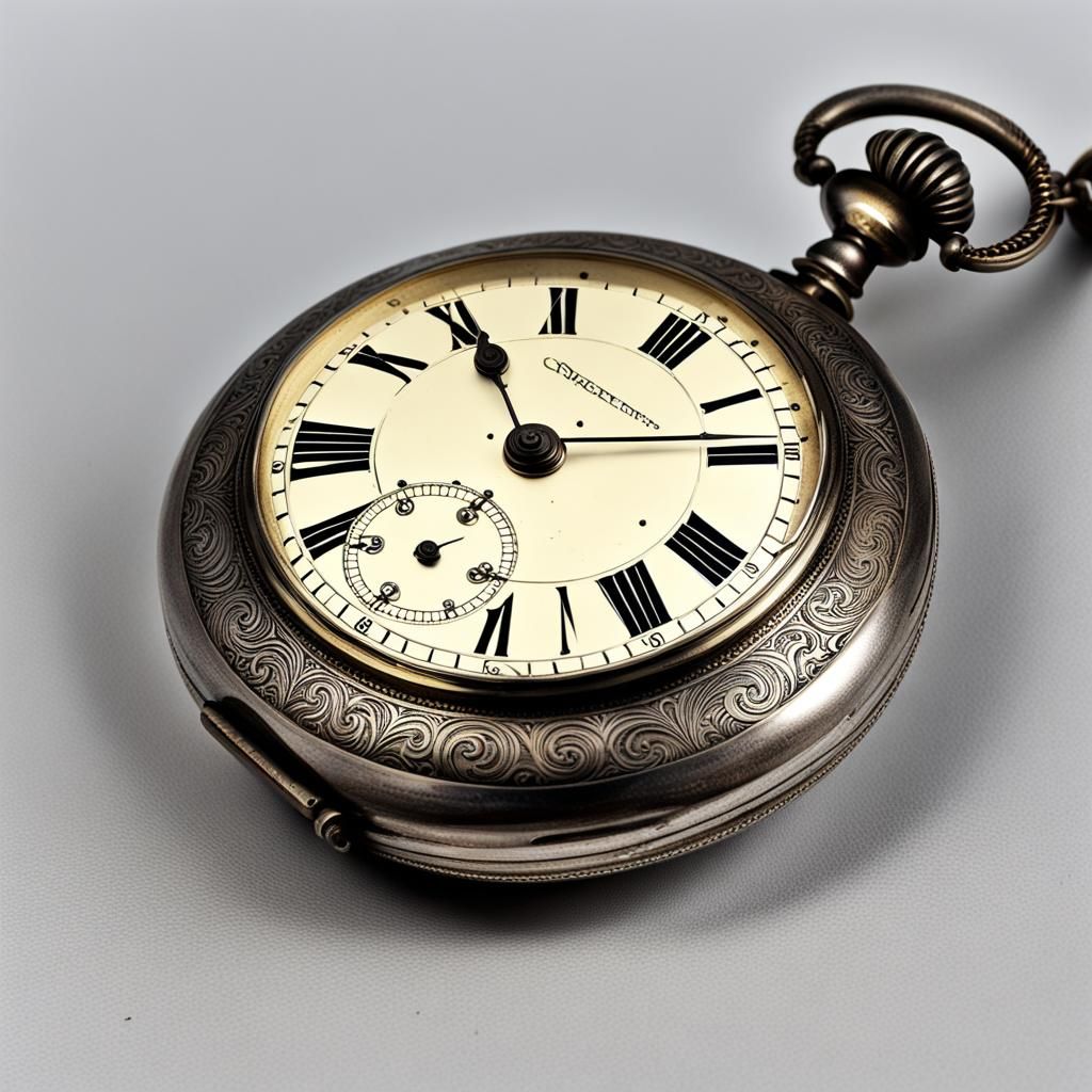 Antique Silver Pocket Watch with Engraved Details