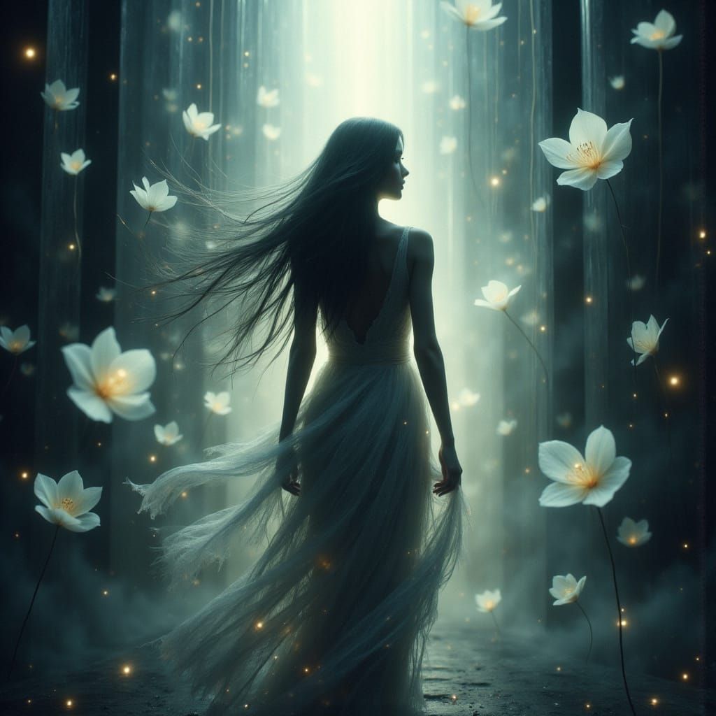 Woman in Dreamy Lighting, Anime Aesthetic