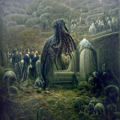 Lovecraftian Cemetery in Gustave Doré Style