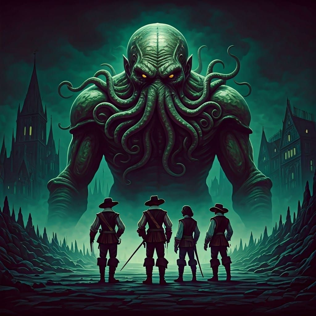 Musketeers vs. Cthulhu in Dark Fantasy Style