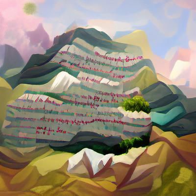 Mountainside Landscape in Alphanumeric Pointillism