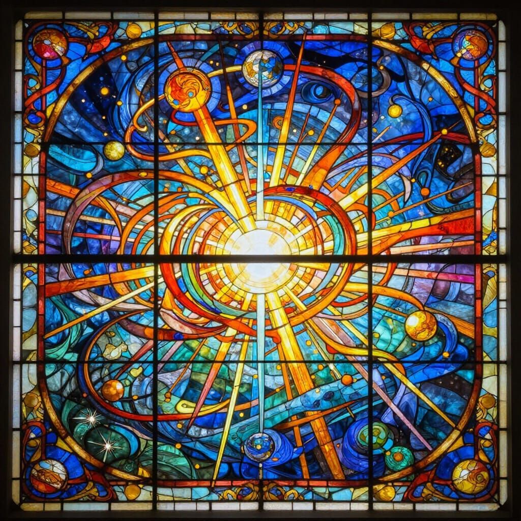 Eternal Creation Font Stained Glass Window