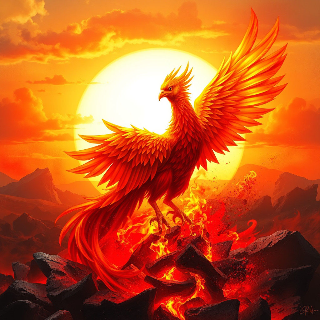 Majestic Phoenix Rising in Fiery Splendor