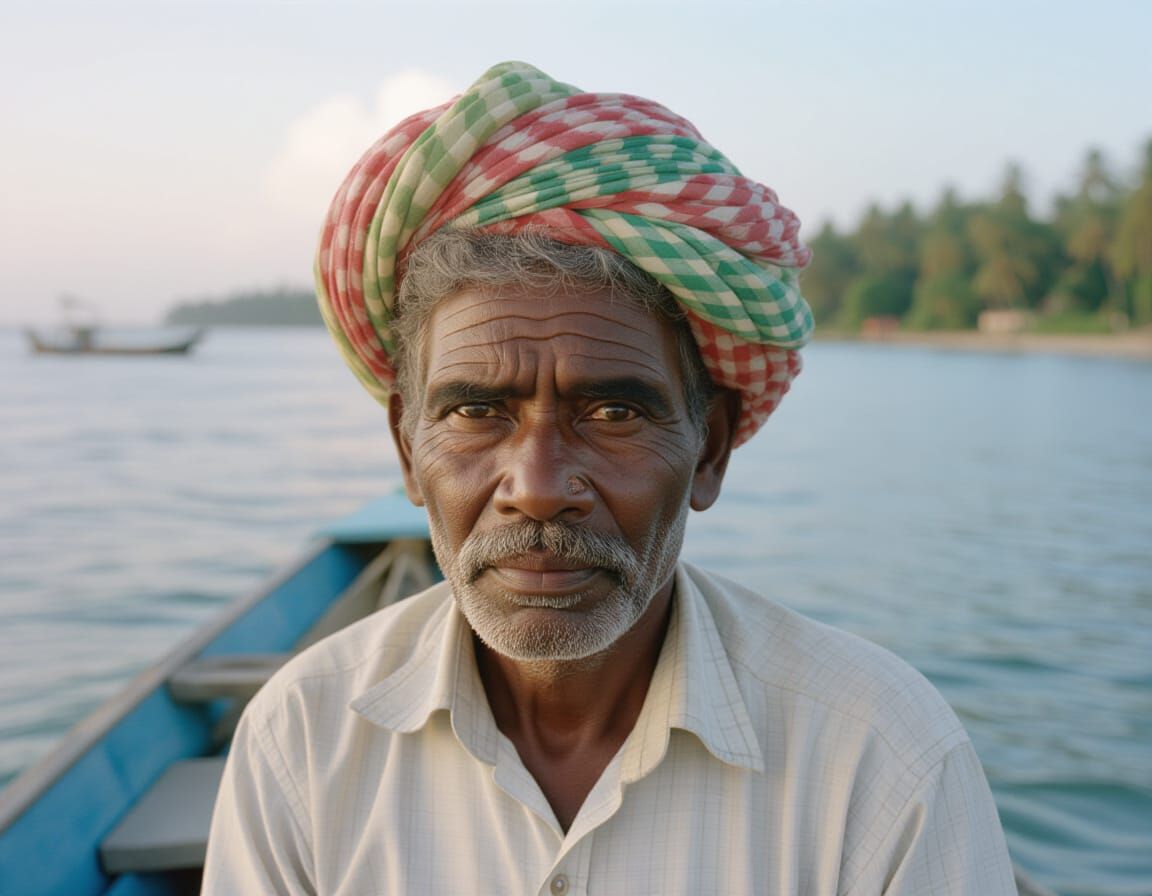 Sri Lankan Fisherman Portrait in Documentary Style