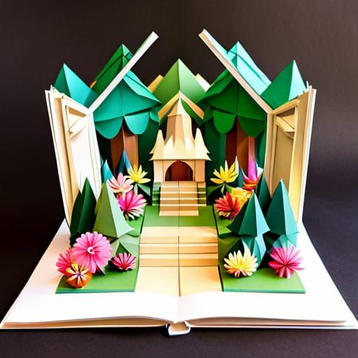 Victorian Garden Origami Pop-Up Book Concept Art