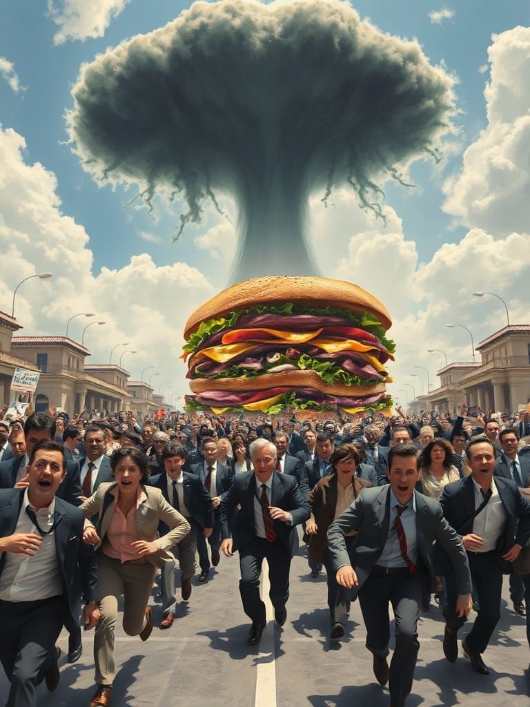 Giant Sandwich Descends on City: A Surreal Scene