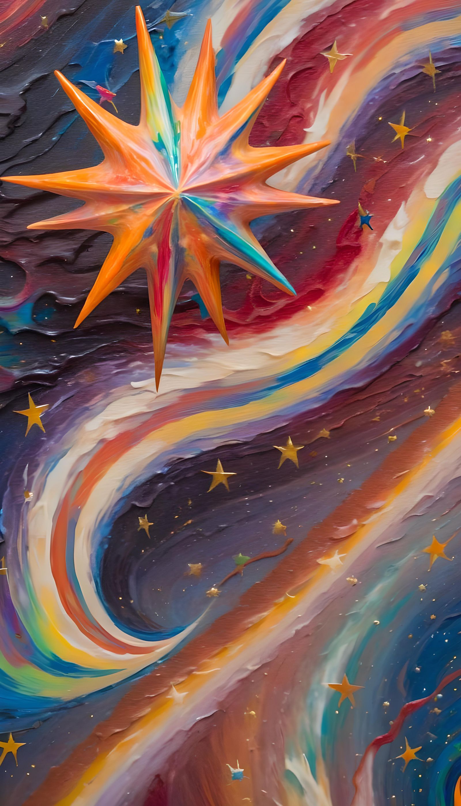 Cosmic Star-Beings Emerge from Vibrant Oil Painting Maelstro...