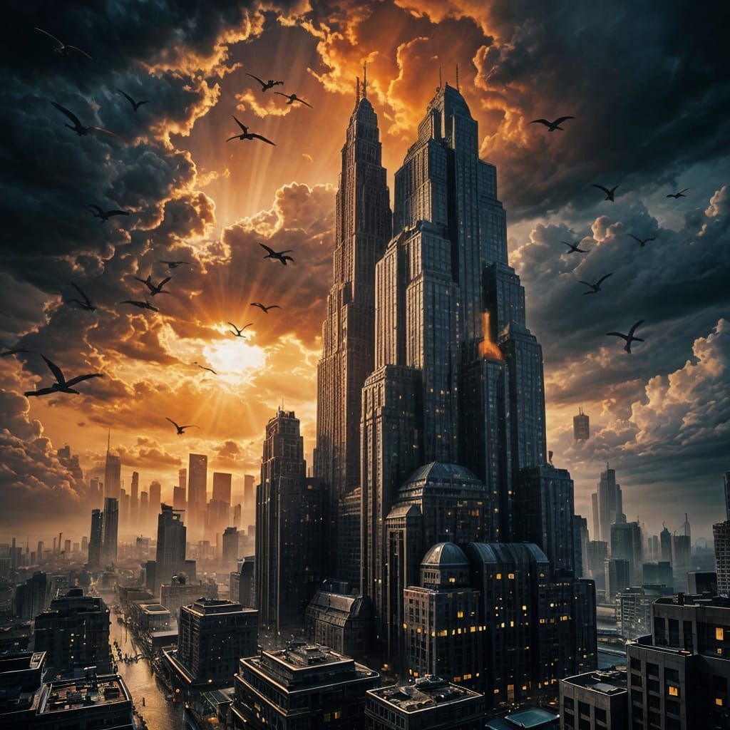 Ancient Aviary Amidst Dark Metropolis