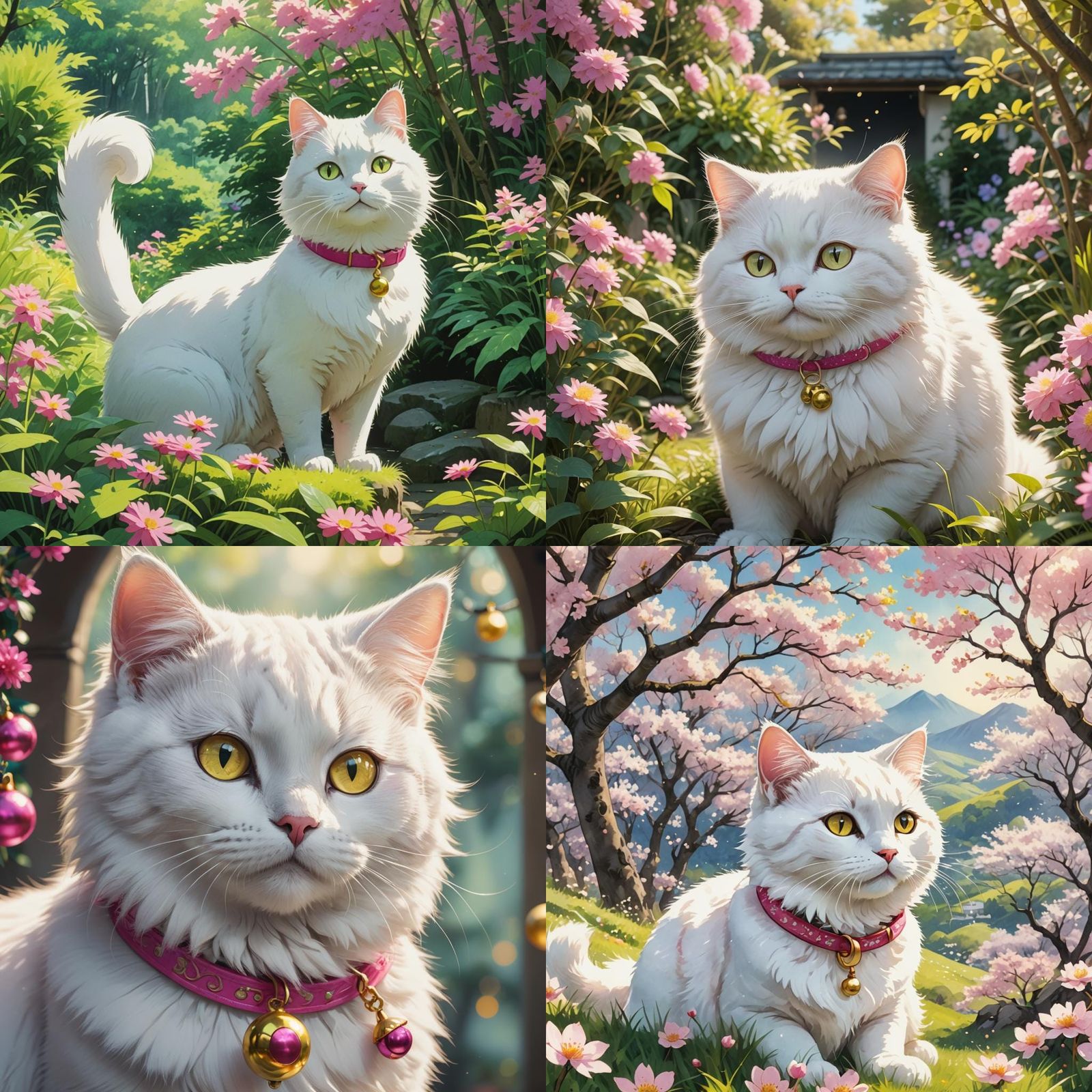 Cartoon Cat with Fluffy Tail, Ghibli Anime Style