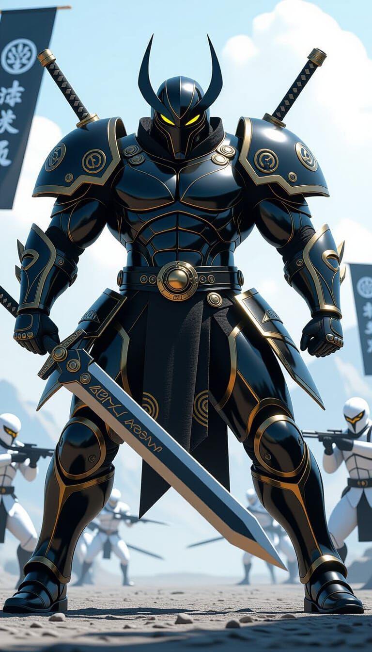 Futuristic Ninja Battle in Cinematic Style